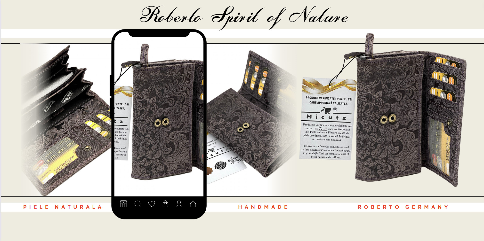 portofel din piele naturala pentru dama mov - Colectia Roberto Spirit of nature